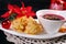Christmas red borscht with puff pastries