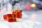 Christmas red gift snow garland banner