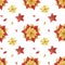 Christmas Red Gold Poinsettia watercolor seamless pattern