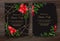 Christmas red poinsettia, eucalyptus, fir branch, barberry vector design winter frames on black