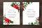 Christmas red poinsettia, eucalyptus, fir branch, barberry vector design winter frames on white