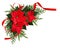 Christmas red poinsettia flowers corner arrangement with ribbon