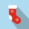 Christmas red sock flat icon