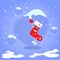 Christmas Red Socks Hang on Icicle Cartoon