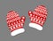 Christmas red and white mittens gloves