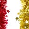 Christmas red and yellow tinsel.