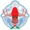 Christmas Reindeer badge emblem with jingle bell background