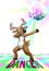 Christmas Reindeer Cartoon Dabbing Disco Dance
