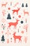 Christmas reindeer flat illustration seasonal design