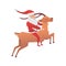 Christmas reindeer holiday mammal deer and santa man character vector illustration.