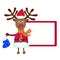 Christmas Reindeer Rudolf with a gift