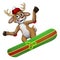 Christmas Reindeer Snowboarding Snow Board Cartoon