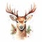Christmas reindeer watercolor clip art on white background generative AI