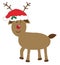 Christmas Reindeer Wearing Santa Hat