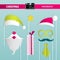 Christmas Retro Party set of Glasses, Hats, Moustaches, Beard, Masks for photobooth props