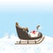 Christmas Retro Sled Gift Snow Snowflake Surprise Vector Illustration