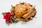 Christmas Roasted Turkey with Grab Apples over white