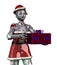 Christmas Robot Offering Gift close cropped - with clipping path