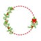 Christmas round floral wreath frame. Traditional winter garland icon