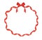 Christmas round frame of red ribbon