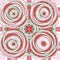 Christmas round gift wrap pattern. Contemporary holiday quilt with dotted tile. Multicolor yule wallpaper decorative