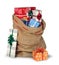 Christmas sack full of presents isolated