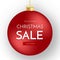 Christmas sale banner. Christmas Sale phrase on red christmas ball.