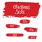 Christmas sale banner with handwritten lettering sign on brush strokes. Vector stock illustration isolated on white