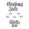 Christmas sale banner with handwritten lettering sign. Vector stock illustration isolated on white background for print