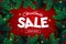 Christmas Sale banner, Xmas sparkling lights, christmas tree branch. Horizontal christmas posters, cards, headers