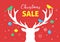 Christmas sale banner, Xmas template background with deer silhouette. Retail marketing, new advertising campaign