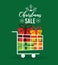 Christmas sale card with shopping cart full gift decoration