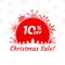 Christmas sale icon, label or banner. Xmas discount promotion poster or card template with snowflakes. 10 percent price off.