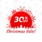 Christmas sale icon, label or banner. Xmas discount promotion poster or card template with snowflakes. 30 percent price off.