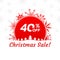 Christmas sale icon, label or banner. Xmas discount promotion poster or card template with snowflakes. 40 percent price off.