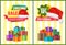 Christmas Sale Posters Santas Hat Discount Label