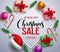 Christmas sale promotional banner with gifts and colorful christmas elements