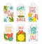 christmas sale tag stickers , winter holiday label vector illustration isolated on white. New year and xmas season