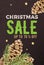 Christmas sale vertical banner with conifer cone