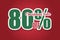 Christmas sales 80 on red background. Price labele sale promotion market. business purchase