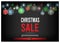 Christmas sales banners with shining snow star and colorful balls on black background. For posters, banners, sales.
