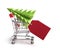 Christmas sales concept with tree in shopping cart