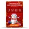 Christmas sales and discount week, red vertical banner with countdown timer, orange button and snowman in Santa Claus hat with
