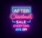 Christmas sales, neon sign, advertising bright festive discounts. New Year card sale, light banner. Xmas Winter