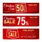 Christmas sales vector banners. Winter and new year holiday discount and offer advertising banner with snowflakes, gift