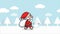 Christmas Santa Claus animation seamless loop. cartoon Santa Claus with gift bag walking in snow forest with winter landscape