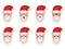 Christmas Santa Claus Avatar Smile Emoticon Icons Set Isolated Cartoon Design Vector Illustration