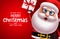 Christmas santa claus character vector banner template. Merry christmas greeting text with santa claus 3d realistic character.