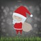Christmas Santa Claus. Characters cute flat. Funny cartoon character with light blurred bokeh background and grass field. Vector