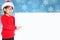 Christmas Santa Claus child kid girl snow pointing looking empty